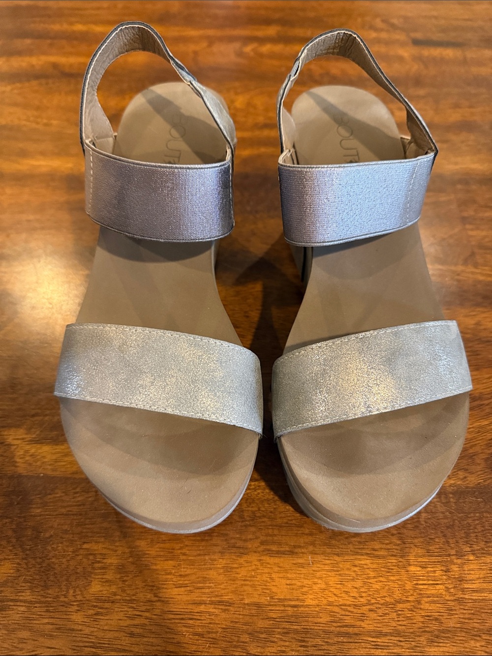 Corky Boutique Comfort Stretch Metallic Silver Women's Sandals